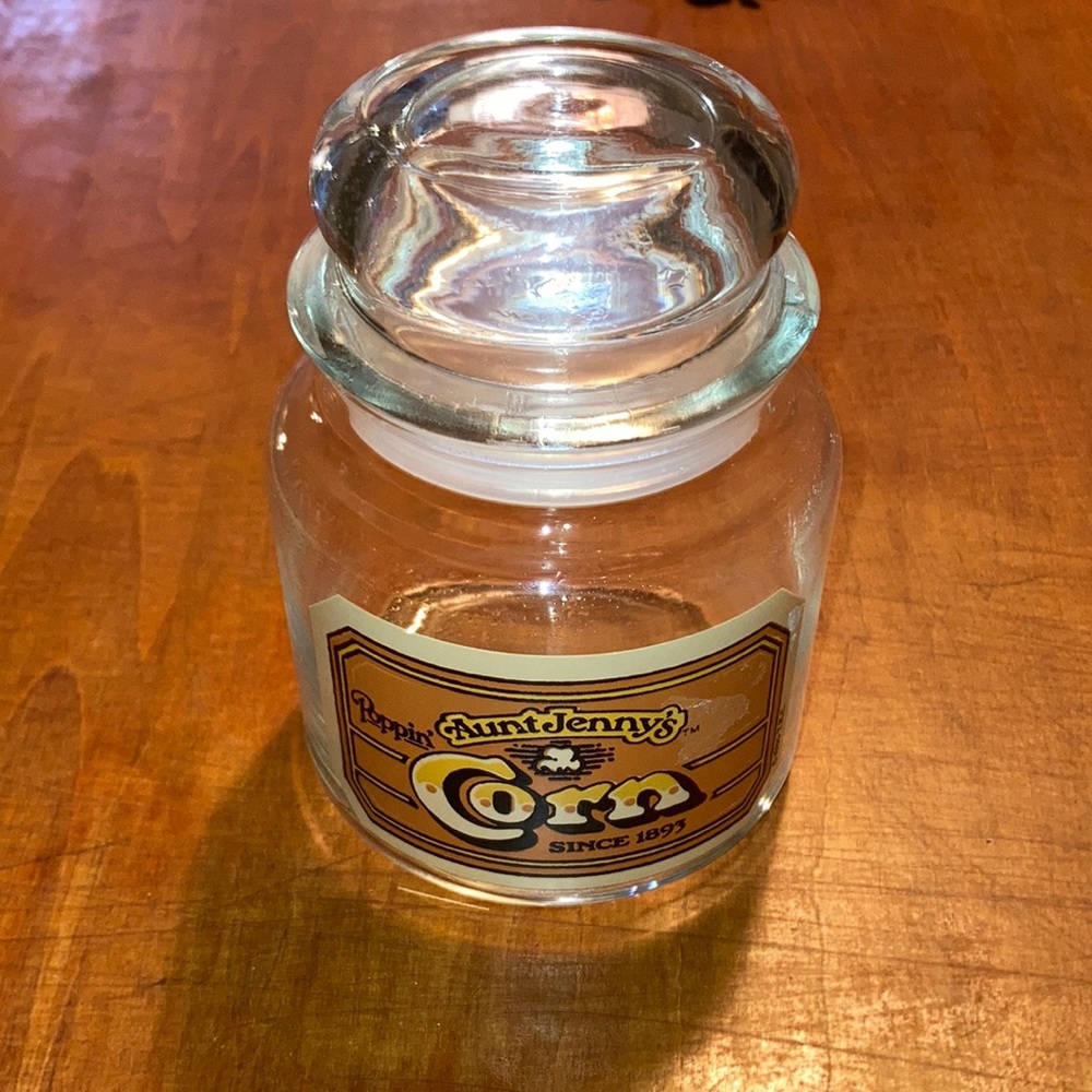 🎬🌽🍿 Aunt Jenny’s Vintage 1980s Glass Corn Kernel Jar | Rare + Vintage! 🍿🌽📼